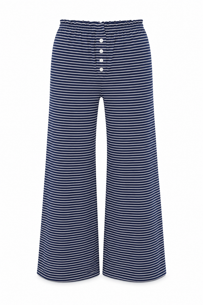 Dylan Navy and White Stripe Wide Leg Pants