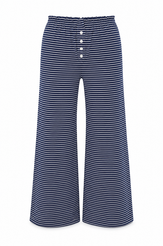 Dylan Navy and White Stripe Wide Leg Pants