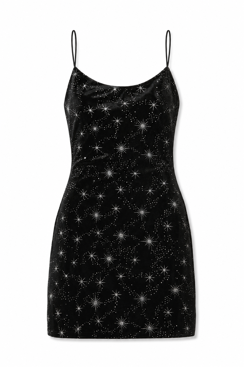 Romi Black Velour with Silver Stars Dress