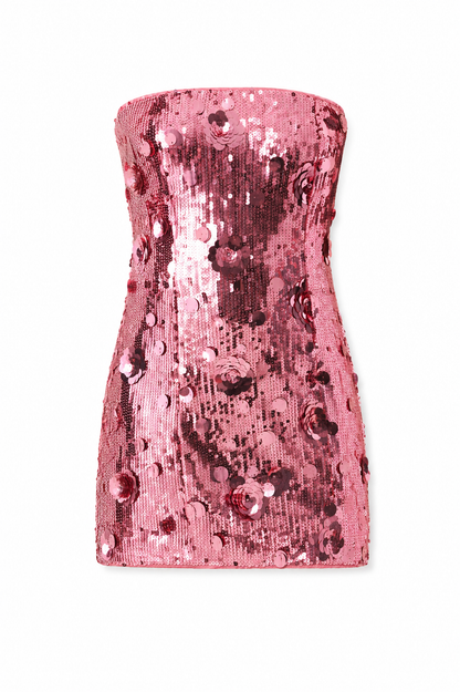 Lena Pink Flower Sequin Dress