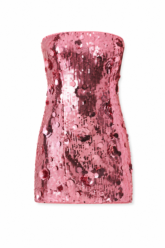 Lena Pink Flower Sequin Dress