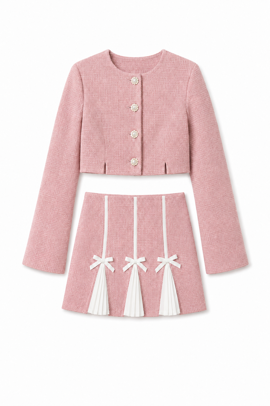 Leah Pink Tweed Two Piece Set