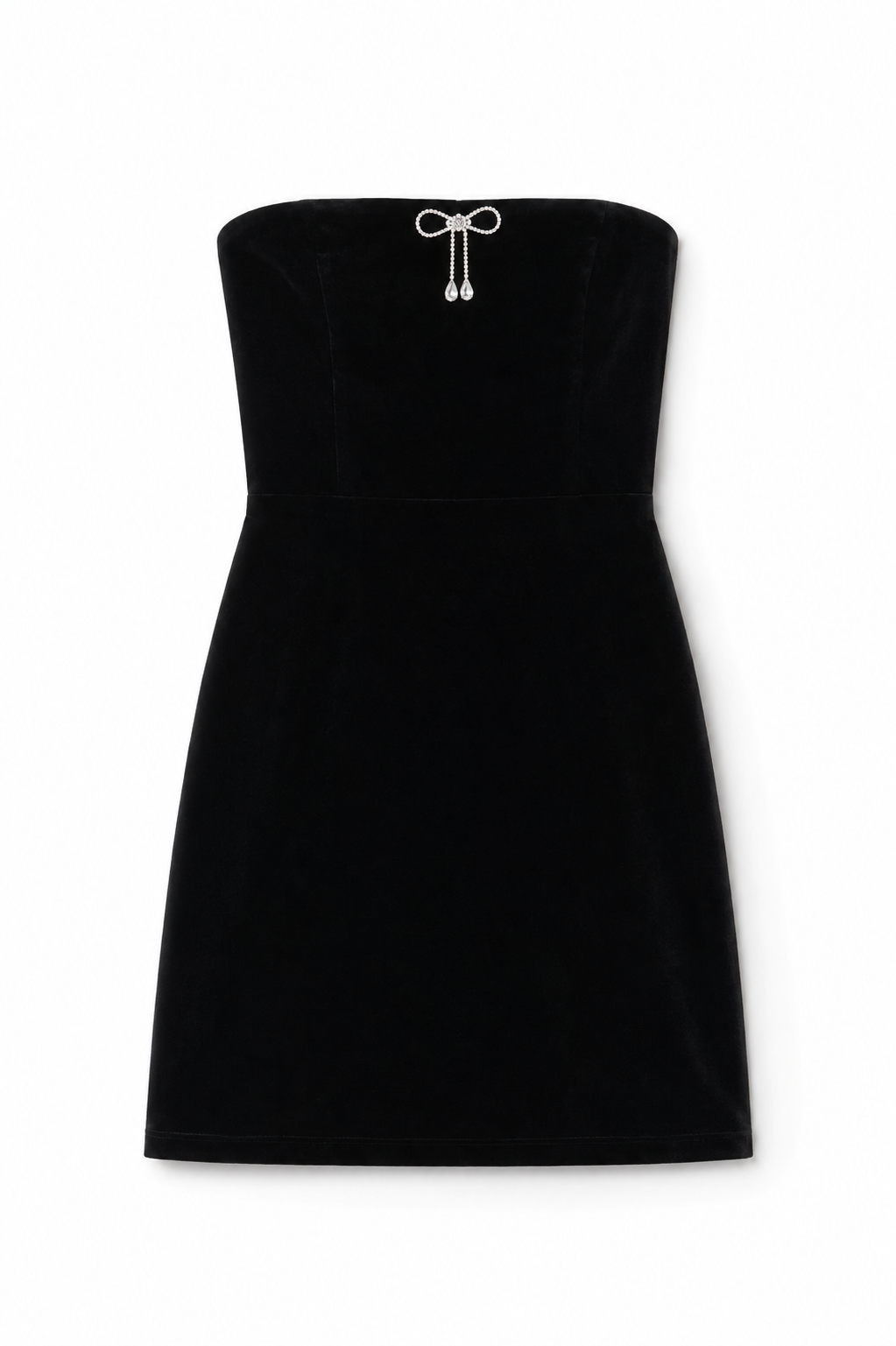 Ella Black Velour Diamond Bow Dress
