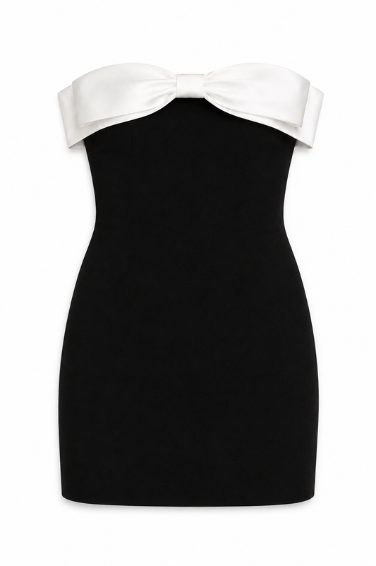 James Black with White Bow Dress