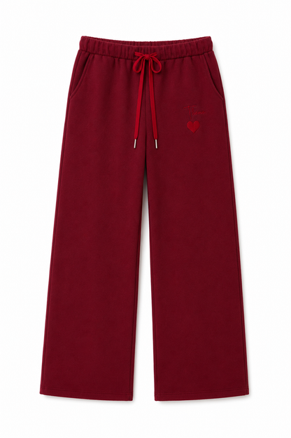 Cami Merlot French Terry Wide Leg Jogger - Ace