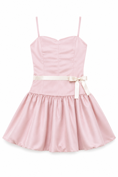Bailey Mauve With Cream Ribbon Satin Ballet Dress