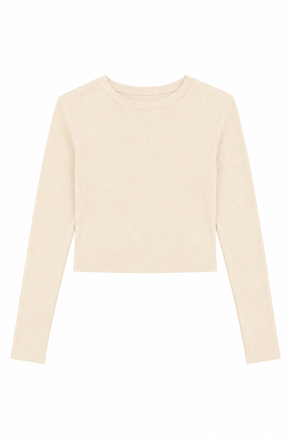 Bea Champagne Ribbed Long Sleeve