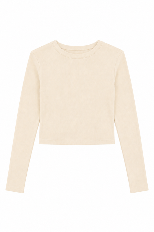 Bea Champagne Ribbed Long Sleeve