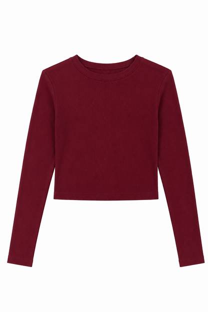 Bea Merlot Ribbed Long Sleeve