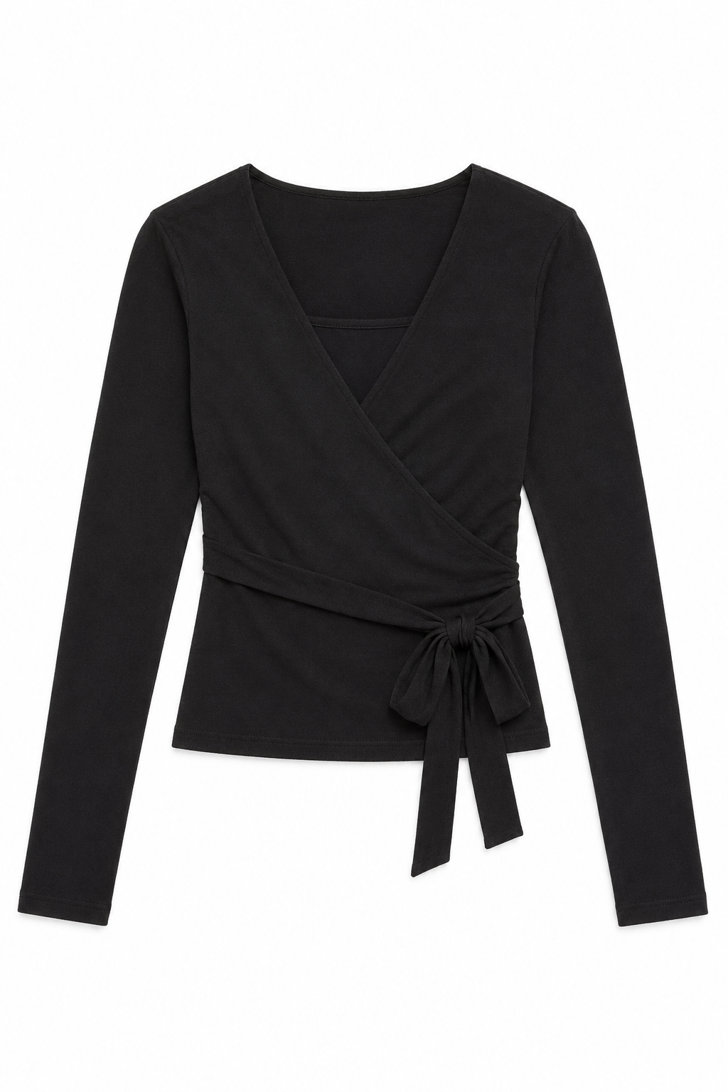 Ever Black Lightweight Rib Wrap Top