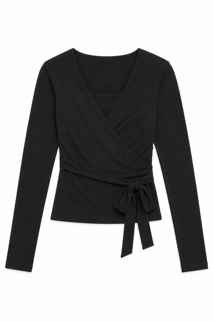 Ever Black Lightweight Rib Wrap Top