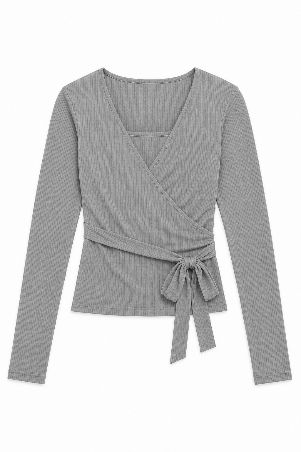 Ever Grey Lightweight Rib Wrap Top
