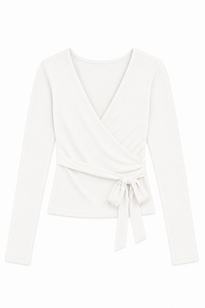 Ever White Lightweight Rib Wrap Top