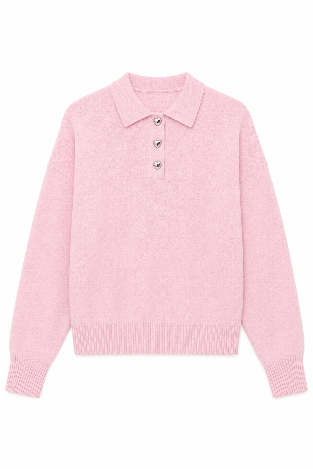 Klein Light Pink Cable Knit Collar Sweater