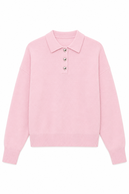 Klein Light Pink Cable Knit Collar Sweater
