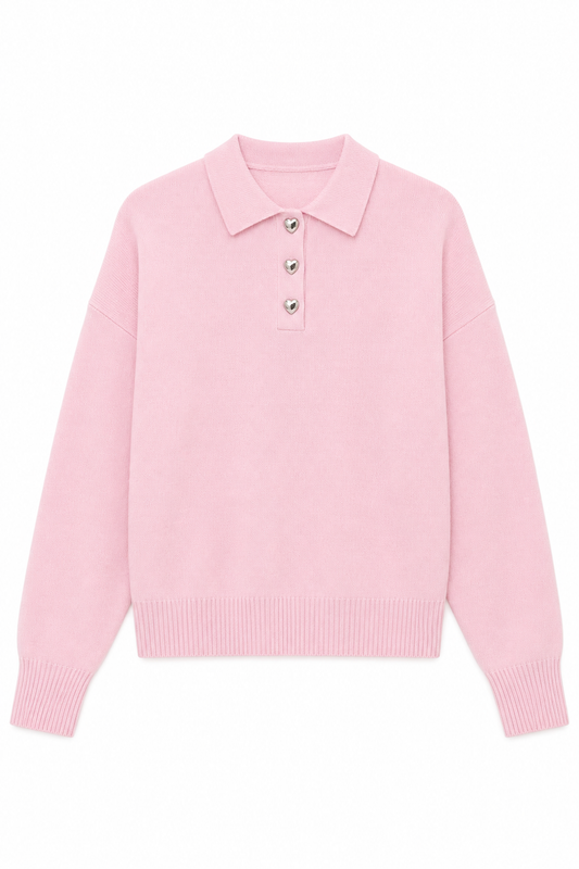 Klein Light Pink Cable Knit Collar Sweater