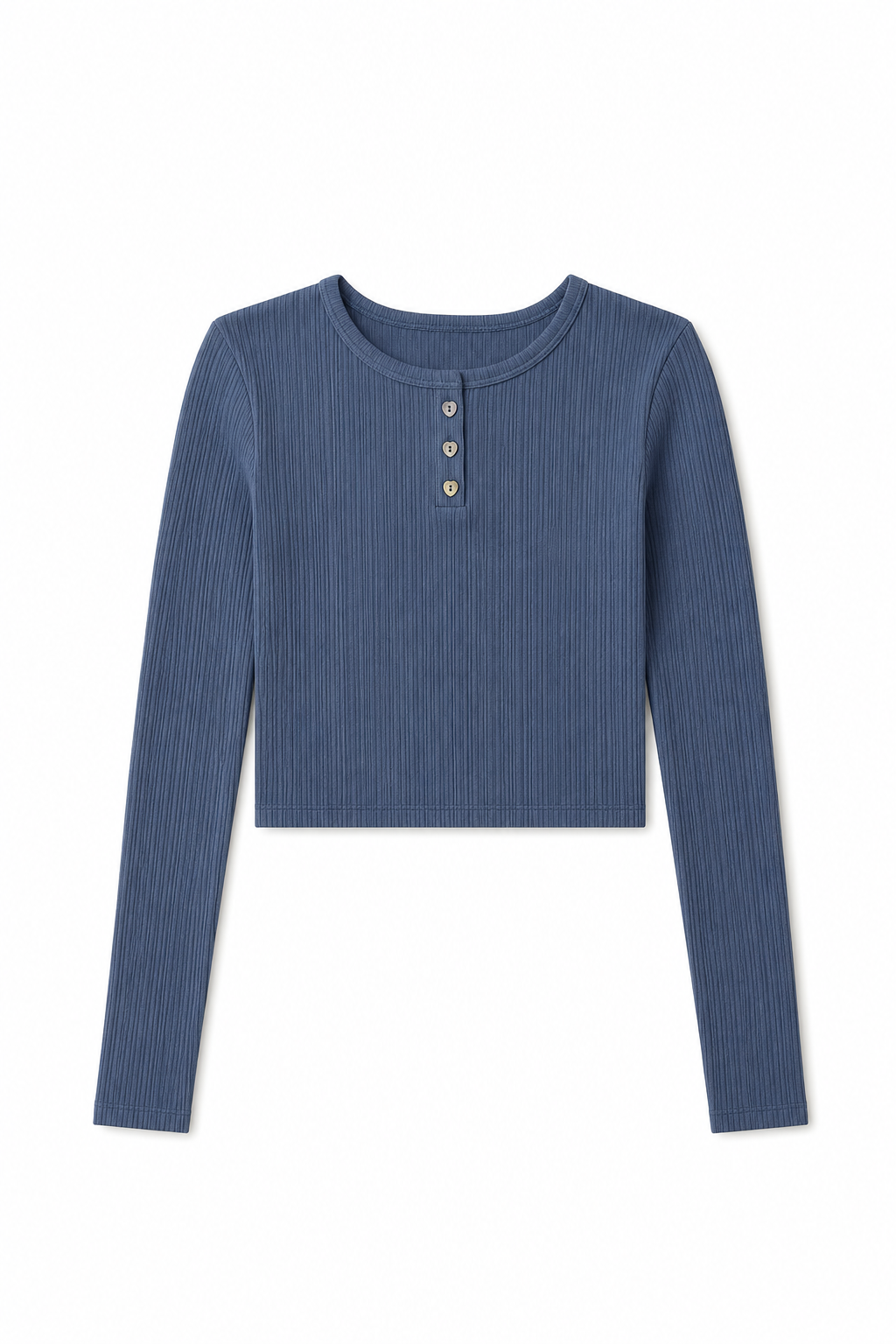 Savi Aspen Blue Lightweight Ribbed Henley