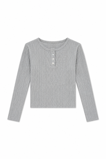 Savi Grey Lightweight Ribbed Henley
