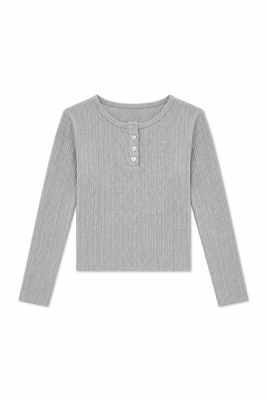 Savi Grey Lightweight Ribbed Henley