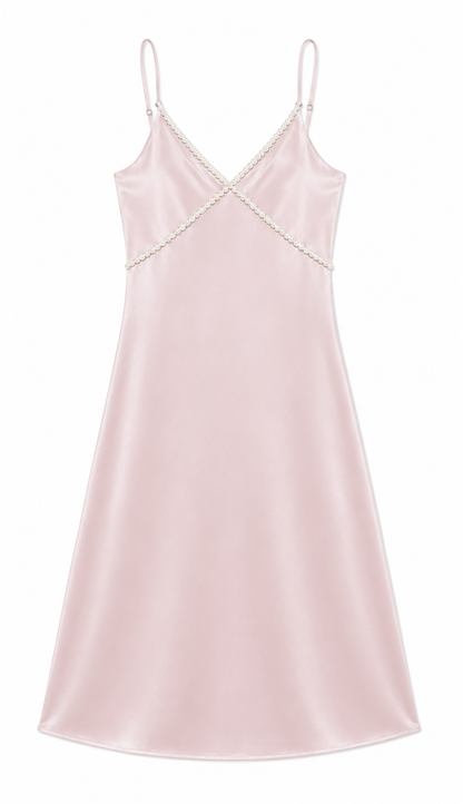 Miller Mauve Satin Maxi Dress With Lace Trim