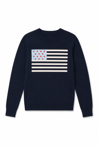 Tiegan Navy Flag Graphic Graphic Sweater