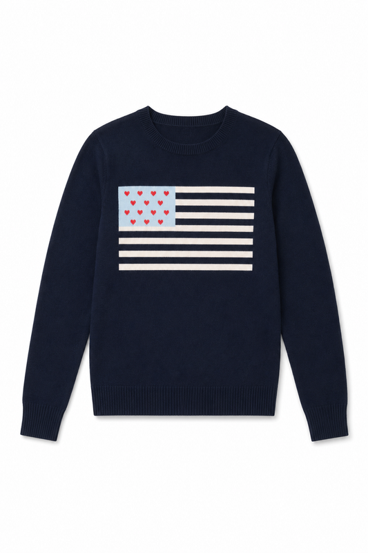 Tiegan Navy Flag Graphic Graphic Sweater