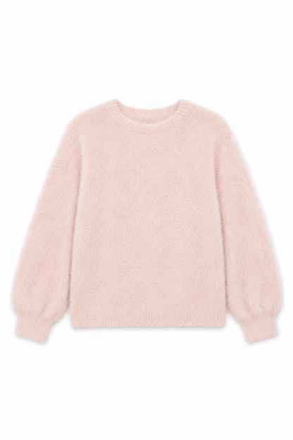 Maya Light Pink Fluffy Drop Shoulder Sweater