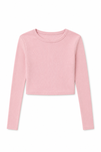 Sloane Ballet Pink Ribbed Heart Long Sleeve