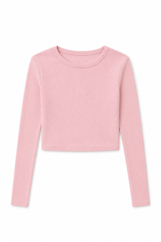 Sloane Ballet Pink Ribbed Heart Long Sleeve