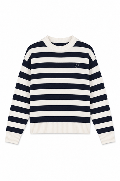 Tiegan Navy & White Stripe Sweater