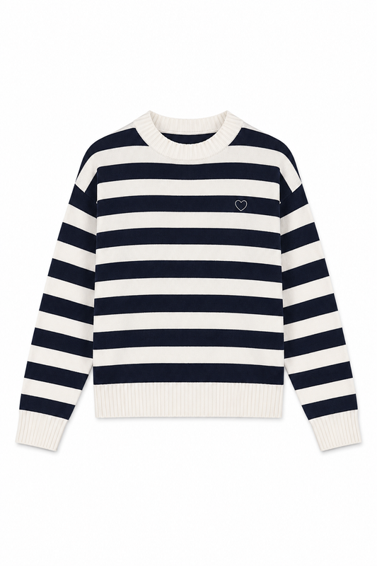 Tiegan Navy & White Stripe Sweater