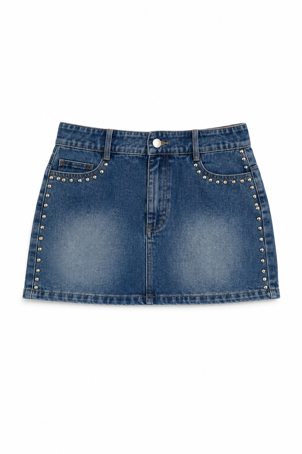 Cooper Light Wash Denim With Studs Skirt