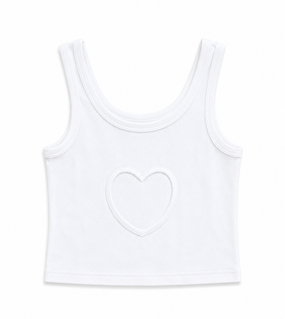 Harlow White Heart Cut Out Tank