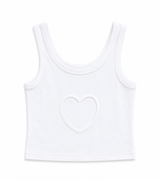 Harlow White Heart Cut Out Tank
