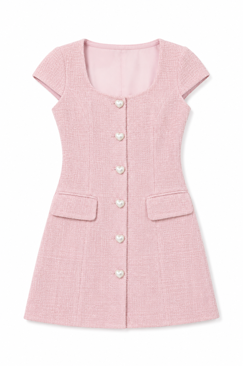 KDR68-1 Zoe Pink Cap Sleeve Button Down Dress