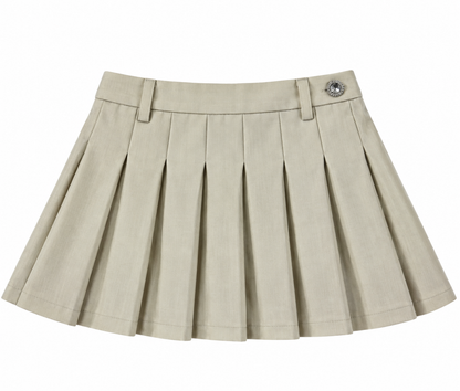 Jane Cream Soft Plaid Pleated Skort