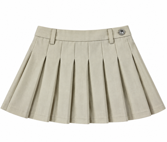 Jane Cream Soft Plaid Pleated Skort