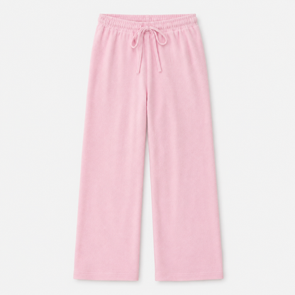 Ash Pink With Cherries Terry Wide Leg Pant