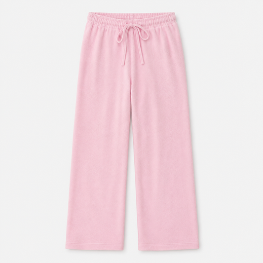 Ash Pink With Cherries Terry Wide Leg Pant