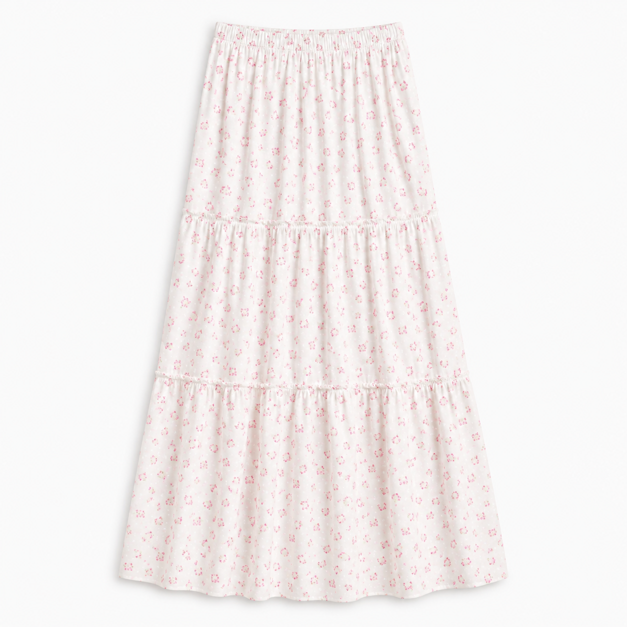Bella White With Pastel Pink Ditsy Maxi