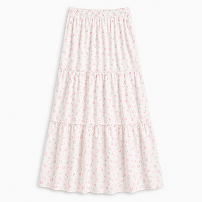 Bella White With Pastel Pink Ditsy Maxi