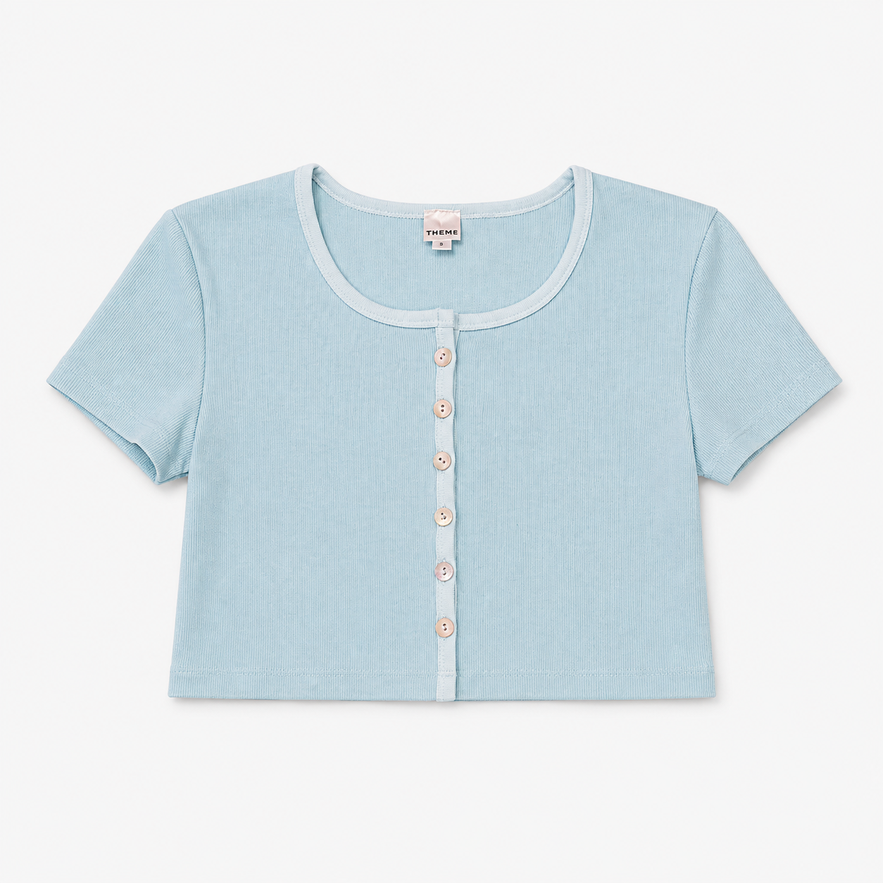 Michaela Pastel Blue Ribbed Top