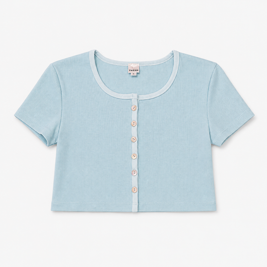 Michaela Pastel Blue Ribbed Top