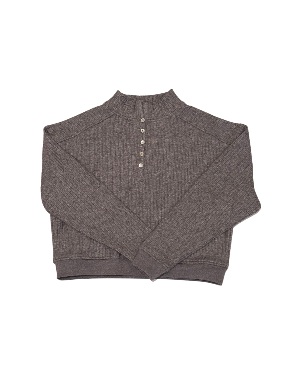 Crosby Grey Heavyweight Ribbed Button Pull Over