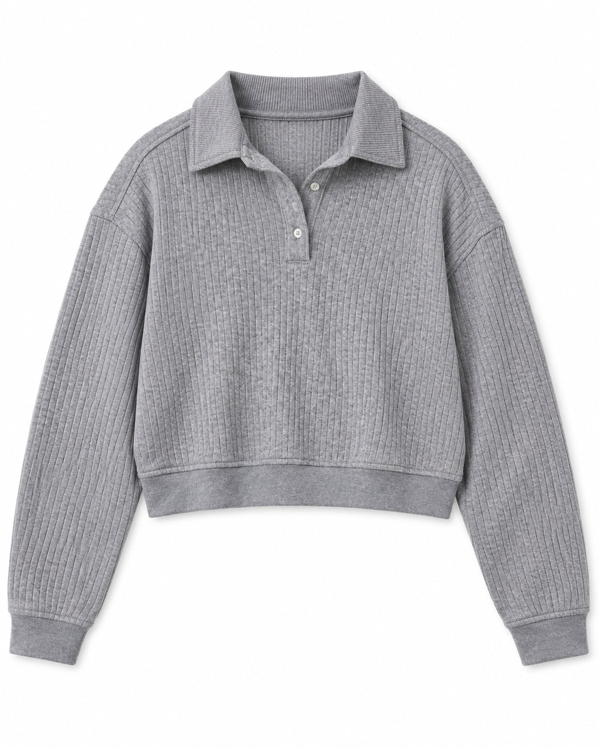 Crosby Grey Heavyweight Ribbed Button Pull Over