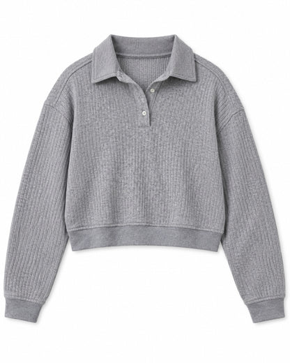 Crosby Grey Heavyweight Ribbed Button Pull Over