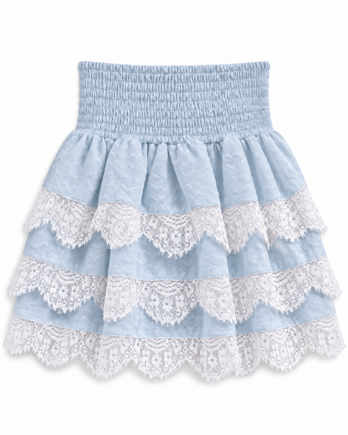 Gemma Blue Heart Smocked Ruffle Mini Skort