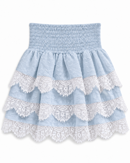 Gemma Blue Heart Smocked Ruffle Mini Skort