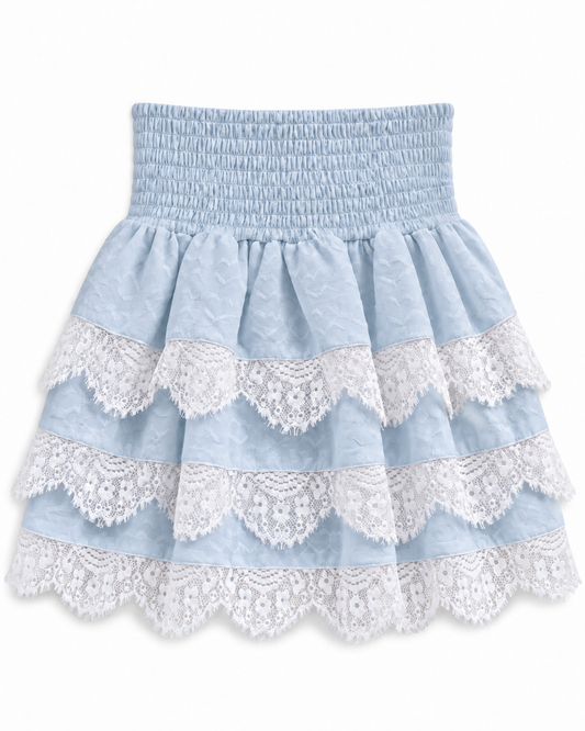 Gemma Blue Heart Smocked Ruffle Mini Skort
