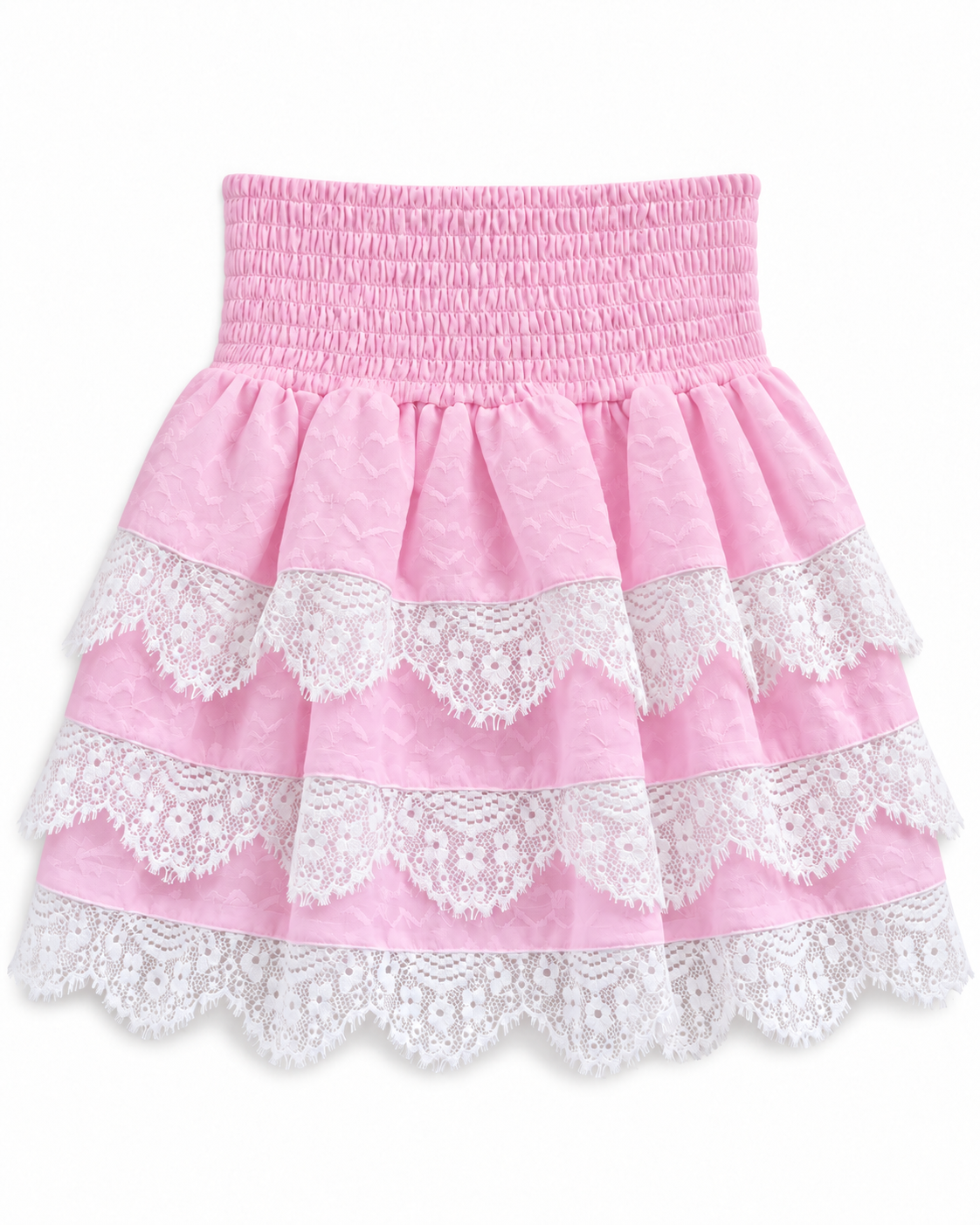 Gemma Pink Heart Smocked Ruffle Mini Skirt